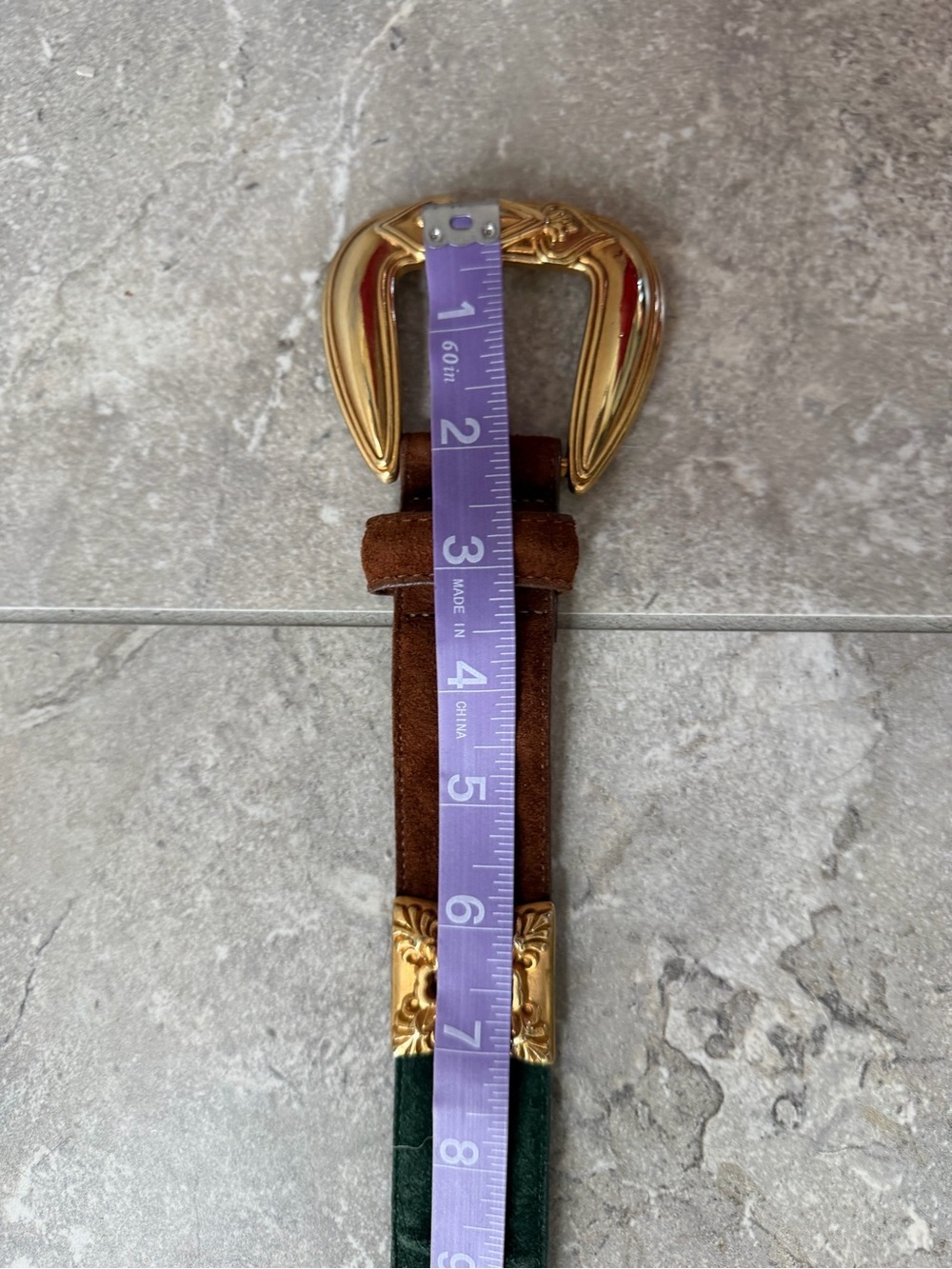 Vintage Brighton Multicolor Colorblock Suede Statement Brass Belt Sz Medium USA - Picture 14 of 15